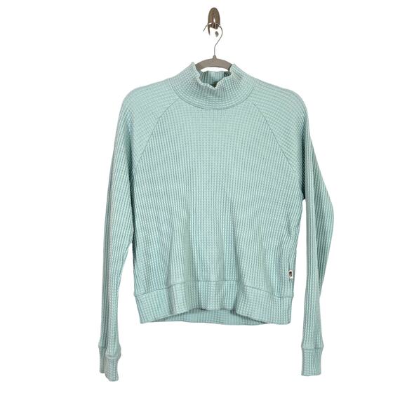 The North Face Womens Boxy Cropped Waffle Knit Mock Neck Top Green Size XS NWT - Picture 1 of 8